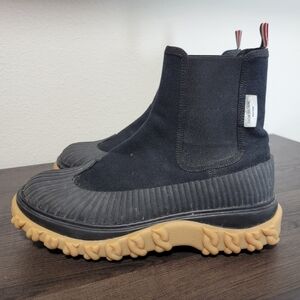 Thom Browne. Black Canvas Chelsea Duck Boots
